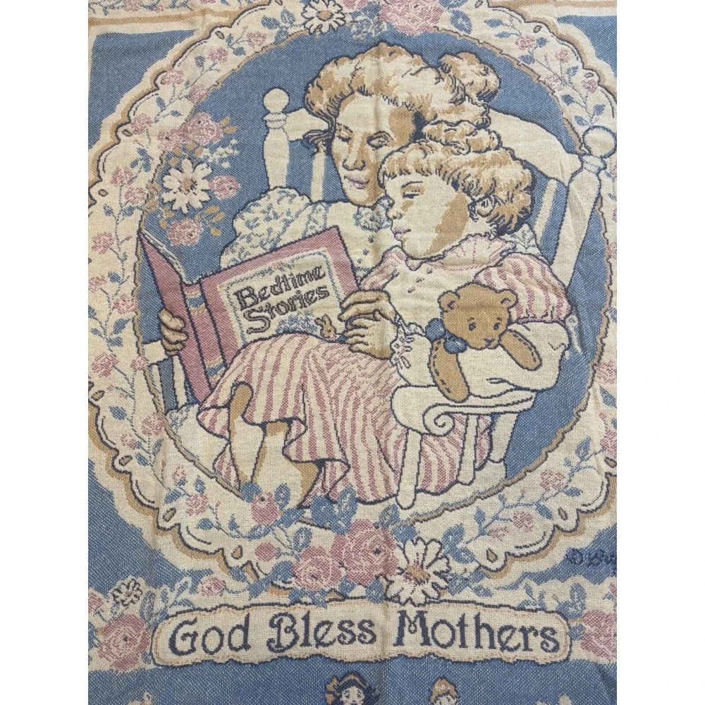 NEW JC Penney God‎ Bless Mothers Throw 46'' x 68'' Rocking USA Cotton Pastel